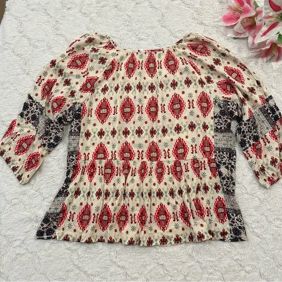 NWT Collective Concepts - Tobar Keyhole Front Top Boho Tribal Print XXL - Picture 3 of 11